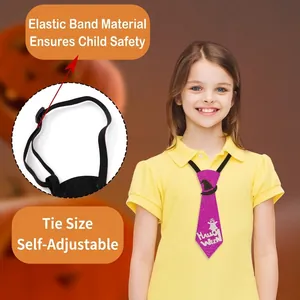 Cravate Halloween enfant à paillettes violettes avec motif fantôme et élastique