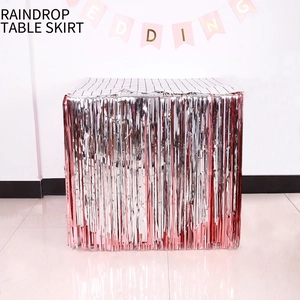 Metallic rose gold and silver fringe table skirt for wedding party decorations