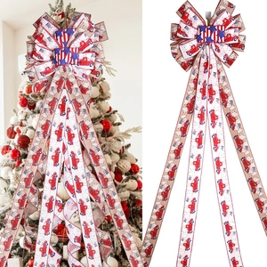 Große Patriotische US Unabhängigkeitstag Schleife Dekoration Roter Lastwagen Sterne Streifen Schleifenknoten Für Weihnachtsbaum Tür Party