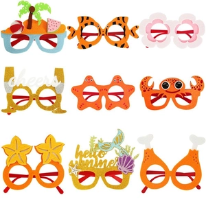 Occhiali da Festa Tropicale Hawaii Sirena Fenicottero Stella Marina Decorazione per Festa di Compleanno Estiva Fotografia