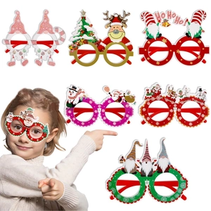 Christmas Decorative Glasses Santa Claus Reindeer Snowman Gnome Glitter Party Glasses For Kids Adults Festive Photo Props