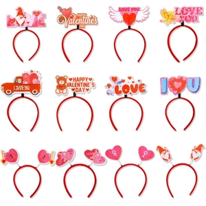 Valentine's Day Heart Headband Cupid Love Gnome Bear Decorative Hair Hoop Red Pink Festive Party Hair Accessories Photography Props