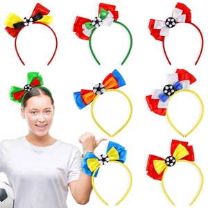 Soccer Theme Bow Headband Fan Cheerleading Hair Hoop National Flag Colors Football Cheer Prop For Sports Event Party Decor