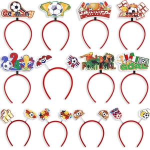 Set of 12 football party headbands featuring Germany and trophy designs for fans