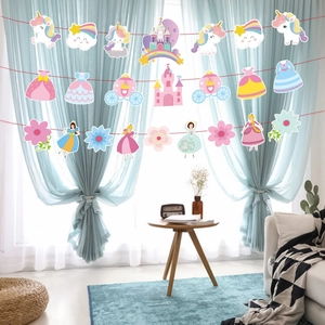 Fairytale Princess Unicorn Theme Party Banner Paper Hanging Garland For Children Birthday Celebration Room Decoration