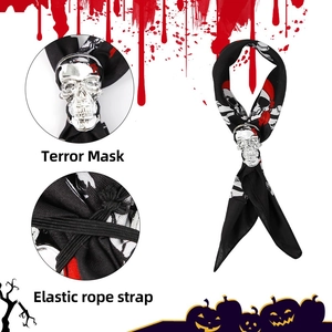 Tour de cou pirate d'Halloween avec boucle crâne argentée et sangle élastique