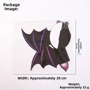Detailed view of Halloween bat wing decorations with purple patterns in packaging