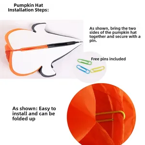Detailed view of the collapsible honeycomb pumpkin hat for Halloween party decoration