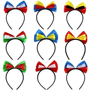 Oversized Satin Bow Headband For Soccer Fans National Flag Colors Cheerleading Costume Hair Accessory For Women Girls Party