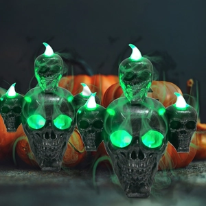 Διακοσμητικό κρανίο Halloween με πράσινο φωτισμό LED για τρομακτική ατμόσφαιρα