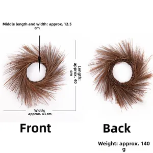 Detailed view of woven rattan wreath base showing front and back with size measurements