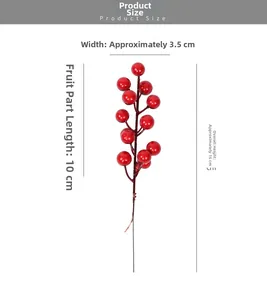 Détails des tiges de baies rouges artificielles de 16 cm pour décoration de Noël et Nouvel An