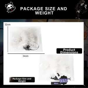 Macro view of product dimensions 34x32cm and actual weight of 254.2g on scale