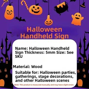 Detailed 5mm thickness view of wooden Halloween party handheld photo booth props