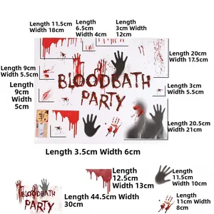 Autocollants d'Halloween avec empreintes de mains sanglantes et décor de fête