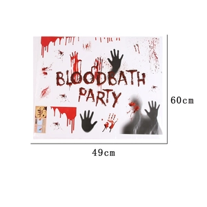 Détail de l'autocollant Bloodbath Party avec taches de sang et silhouette d'ombre