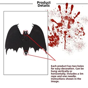 Halloween black bat hanging decoration with dual holes and a five-meter lanyard