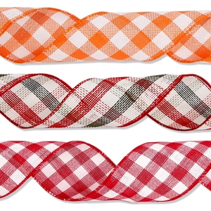 Christmas Gingham Ribbon Polyester Plaid Tartan Decorative Ribbon For Gift Wrapping DIY Craft Festive Tree Decoration