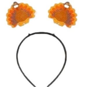 Thanksgiving turkey headband with orange sequined decor for festive party outfits