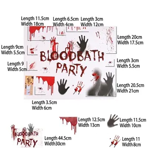 Stickers Halloween avec empreintes de mains ensanglantées et décorations Bloodbath Party