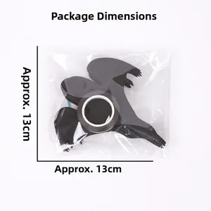 Detail of black Halloween bat decorations showing 13cm packaging size and tape accessories