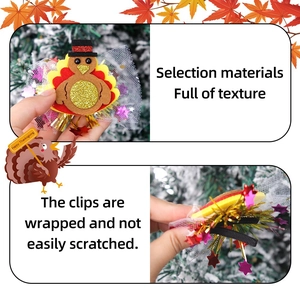 Detailed view of Thanksgiving turkey hair clip with glitter mesh and non-slip duckbill base