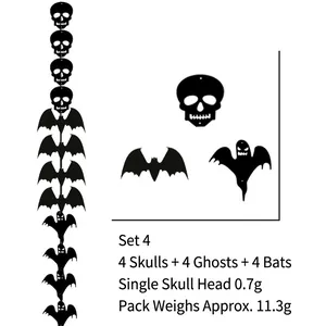 Detail of Halloween ghost skull bat garland set with hanging rope and threading needle