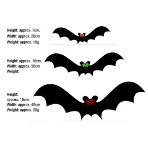 Three sizes of black Halloween bat ornaments for indoor and outdoor party wall decorations