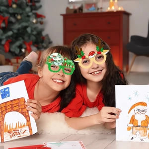 Gafas de papel 3D navideñas con diseños de Papá Noel y renos para fiestas de niños y adultos