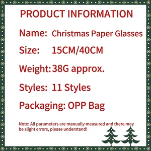 Gafas de papel 3D de Navidad con Papá Noel y Reno para decoraciones de fiesta