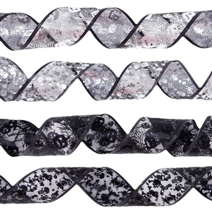 Halloween decorative LED ribbon with pumpkin and skull patterns on gauze fabric