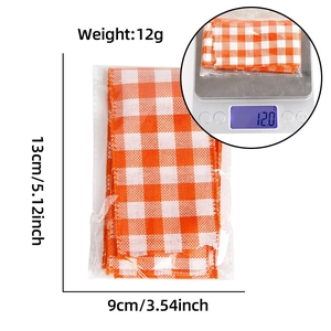 Orange and white plaid Christmas ribbon decoration weighing 12g in individual packaging