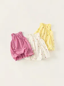 Toddler girl sleeveless floral embroidery dress in pastel colors for summer beach party