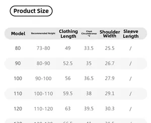 Size chart for boys summer sleeveless printed jumpsuit with height and length details