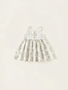 Girls Summer Floral Dress Sleeveless Cotton Bowknot Lace A-Line Sweet Princess Everyday Dress For Toddler Kids