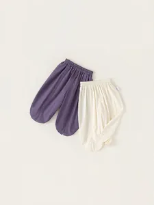 Girls Cotton Balloon Pants Elastic Waist Slit Leg Casual Solid Color Trousers Soft Loose Bottoms Kids Summer Clothing