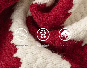 Detail of red and white knitted fabric texture with soft skin-friendly material