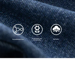Gros plan du tissu denim bleu foncé doux et respectueux de la peau de haute qualité