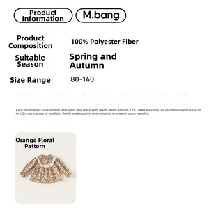 Guide des tailles et détails du tissu pour chemisier à fleurs fille avec col volanté