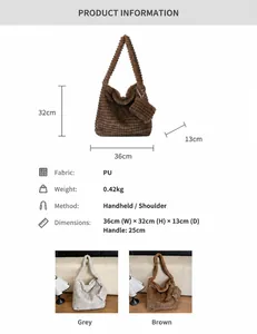 Detailed size specifications for the large plush tote bag with its shoulder strap dimensions