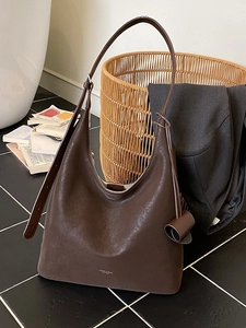 Grand sac cabas Hobo rétro marron foncé avec bandoulière réglable pour femme