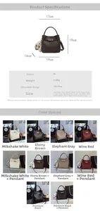 Tableau des dimensions et sélection de couleurs pour le sac seau en cuir PU avec fermoir