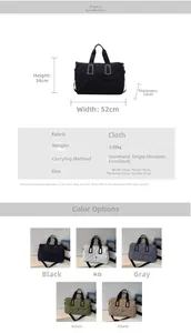 Spécifications de taille et options de couleurs pour le grand sac de voyage matelassé