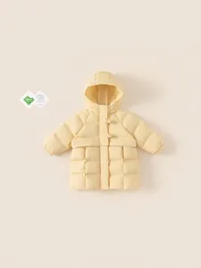 Girls Hooded Duck Down Jacket Mid-Length Windproof Waterproof Quilted Winter Coat Warm Puffer Outwear For Toddler Kids