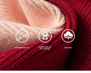 Macro shot of red knit fabric with soft pink fleece lining for warm children dresses
