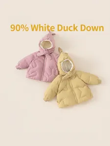 Meisjes Zoete Cartoon Konijn Donsjas Met Capuchon Witte Eendendons Gewatteerde Winter Warme Bovenkleding Jas Voor Peuters