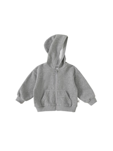Veste à capuche pour enfants avec doublure polaire grise et fermeture éclair pratique
