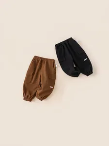 Jungen Winter Fleecegefüttert Cargo-Hose Baumwolle Lässig Kinderhose Einfarbig Warm Jogger Elastischer Bund Kinder Bekleidung