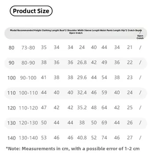 Detailed size chart for children fleece pajama set showing length and chest measurements