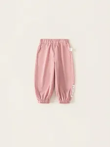 Pantalon de jogging décontracté rose pour filles avec broderie blanche CoMing au bas